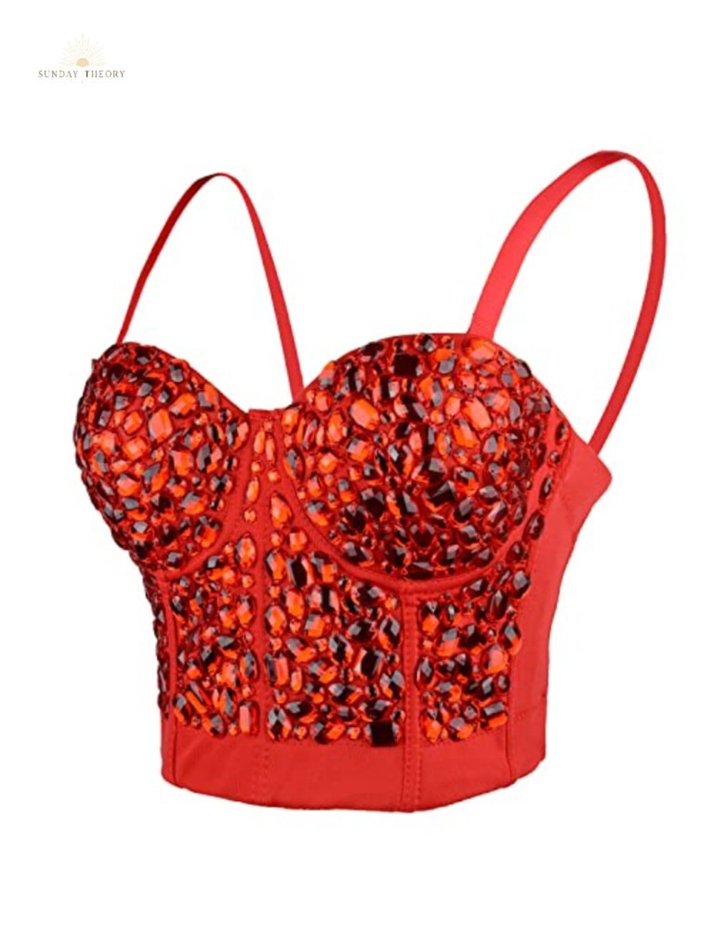 Rhinestone Punk Bustier Crop Top Push Up Corset Bra